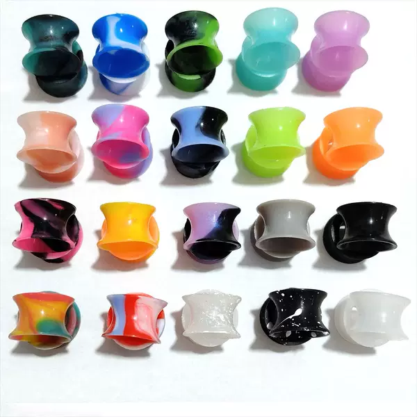 Cross-Border Punk Style Colorful Mixed Color Silicone Ear Expansion Set Hollow Cylindrical Double Horn Ear Piercing Jewelry Wholesale