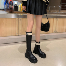 瀾櫃工作室小個子厚底長筒靴女2023年秋冬新款騎士靴不過膝高筒靴