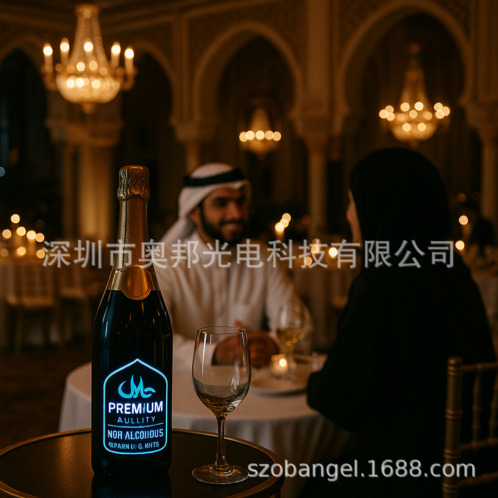 发光酒标EL电子发光芭帝威酒标发光酒瓶贴发光酒标签发光贴纸