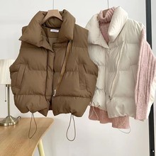 女款羽绒棉服马甲纯色棉坎肩女春秋新款2025年韩版宽松背心立领