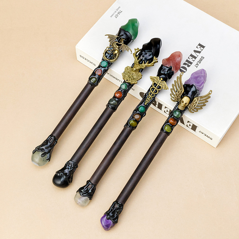 水晶原石权杖天然水晶半宝石打磨雕刻小火炬魔法棒家居节日装饰品|undefined