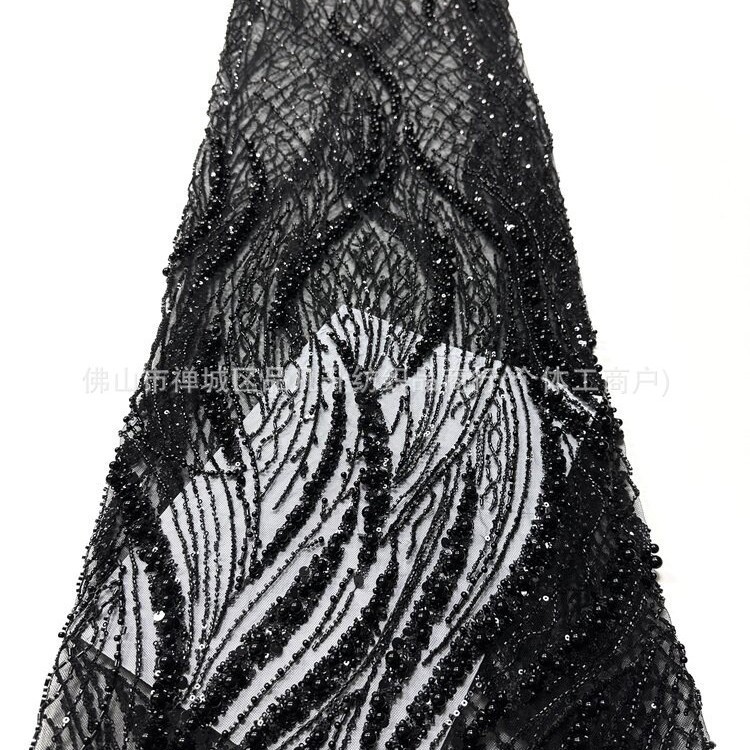 Caña, hierba de agua, tela de malla de perlas, cuentas hechas a mano, ropa de brindis, tela de vestido de noche