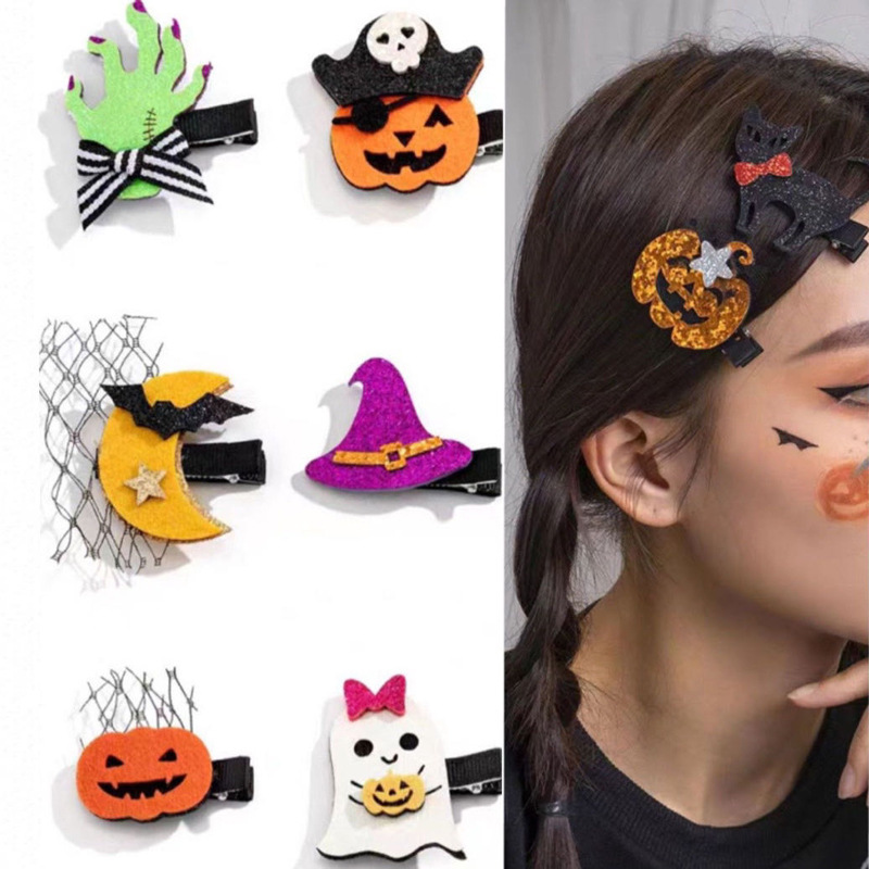 クロスボーダー鬼祭り髪飾りハロウィーンヘアクリップ現物カボチャ幽霊鬼手のサイドクリップ女パーティーの祝日の髪飾り|undefined