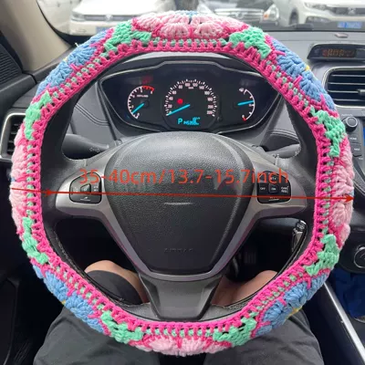 Decoration Steering Wheel Cover — Steering wheel cover - pink-gerbera-steering-wheel-cover-1pc-36-40cm