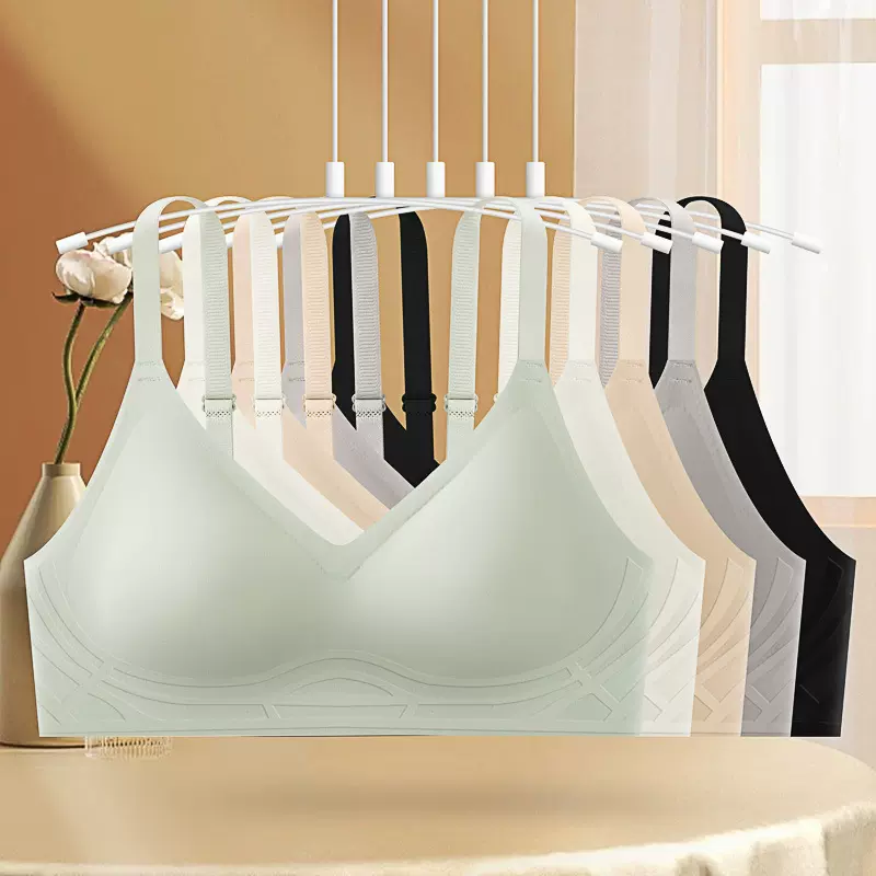 夏季无钢圈排扣款背心女大胸显小无痕内衣女上托聚拢文胸胸罩