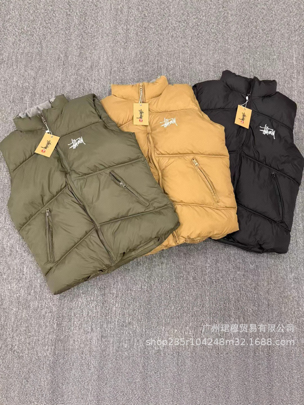跨境外贸 STU马甲秋冬季加厚保暖棉马甲背心男女休闲潮流棉服马甲|undefined