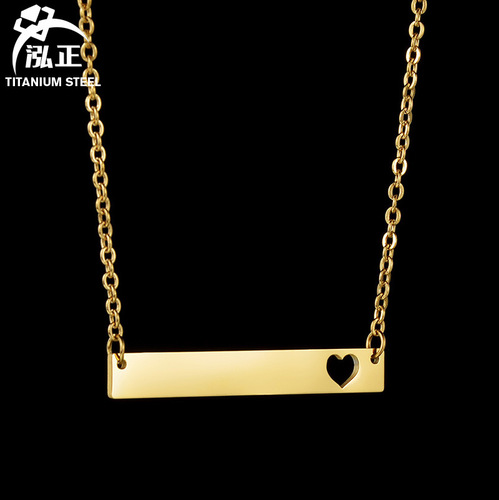 Amazon Hot Selling Simple Stainless Steel Long Hollow Love Necklace DIY Laser Engraving Personalized Clavicle Chain for Women