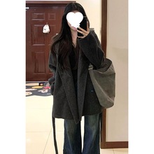 2025秋冬斗篷双面绒毛呢外套女上档次网红连帽小个子短款呢子大衣