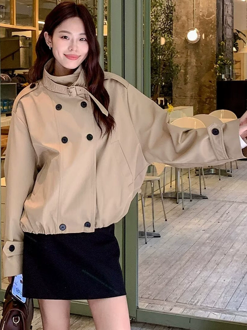 Хаки осеннее trench coat, куртка для отдыха, люкс, оверсайз, для подростков
