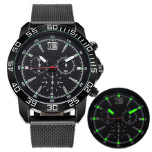 外贸跨境炫酷系列男生网带手表 男士休闲商务夜光手表厂家批发