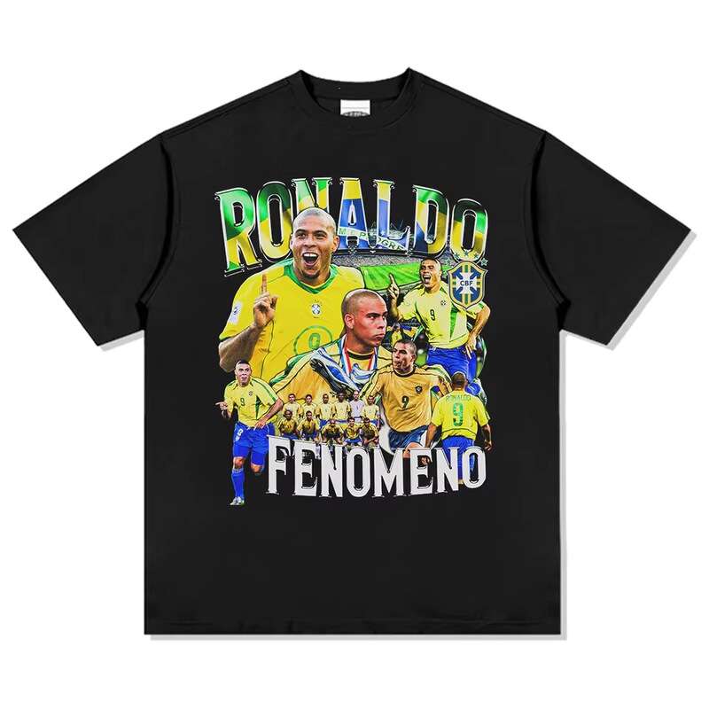 Ronaldo R9 100% Pure Summer Men's Football T-Shirt Brazil Jersey 2002 Championship Commemorative Shirt Summer Men's Ronaldo R9 100% Pure Summer Men's Football T-Shirt Brazil Jersey 2002 Championship Commemorative Shirt Summer Men's