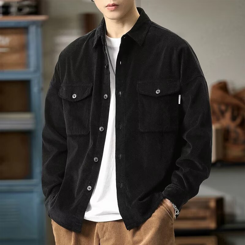 American-Style Heavy Corduroy Long-Sleeve Shirt for Men, New Autumn and Winter Casual Workwear Jacket, Casual Outerwear Top, Trendy American-Style Heavy Corduroy Long-Sleeve Shirt for Men, New Autumn and Winter Casual Workwear Jacket, Casual Outerwear Top, Trendy