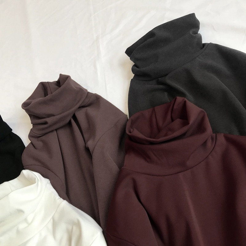 여성용 하이넥 이너웨어 한국 스타일 단색 신상 긴팔 티셔츠 도매 가을 겨울 독일산 기모 보온 이너웨어 상의