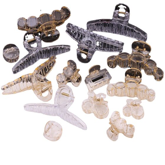 Champagne Transparent Color Internet Celebrant Plastic Clamp Claw Clamp diy Adult Children Cute Simple Hairpin Hair Accessories Material