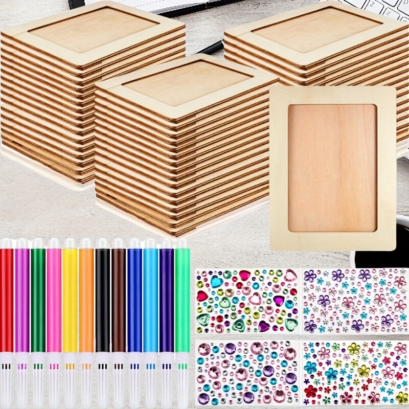 Cross-Border European and American Kidsren's Treasure Decoration Production Photo Frame Wooden DIY Handmade Desktop Photo Album Rectangular Factory Direct Supply