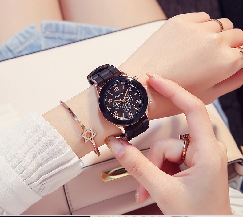 Reloj con diseño de estrella para estudiantes, estilo coreano, sencillo, tipo gelatina, fresco y estilo universitario, reloj de cuarzo con esfera grande.