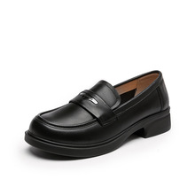 一件代发皮鞋女一脚蹬女鞋新款黑色通勤单鞋百搭乐福鞋WSL2481121