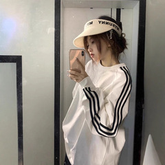 国潮牌美式复古三条杠oversize卫衣女秋款2025新款秋冬季慵懒上衣