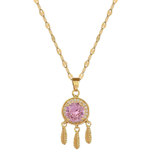 [Titanium Steel] Necklace and Earrings Set Light Luxury Full Diamond Paved Dreamnet Tassel Personalized Temperament Banquet Earrings and Necklaces Set