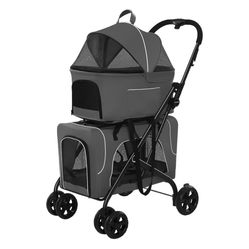 Carrito plegable para mascotas, diseño de doble capa