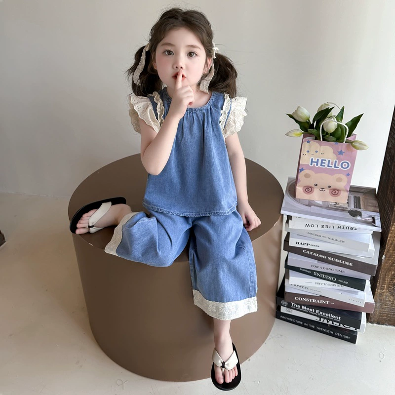 Denim summer set, small summer clothing