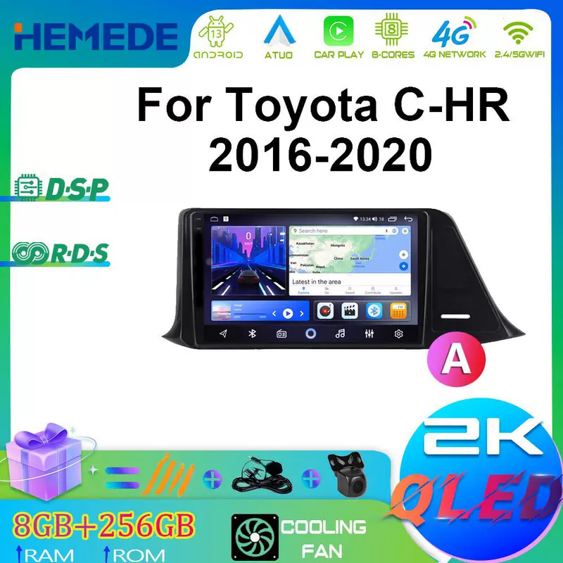 Глобальная поставка для Toyota C-HR 16-20, навигатор с большим экраном Android GPS-навигация, все в одном устройстве