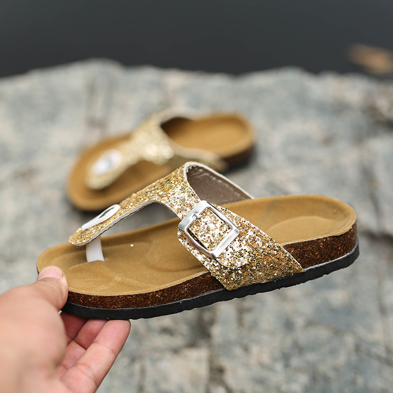 New large-sized women's sandals for foreign trade, colorful ice crystal water diamond cork slippers, Korean-style fashionable herd-shaped slippers for women undefined