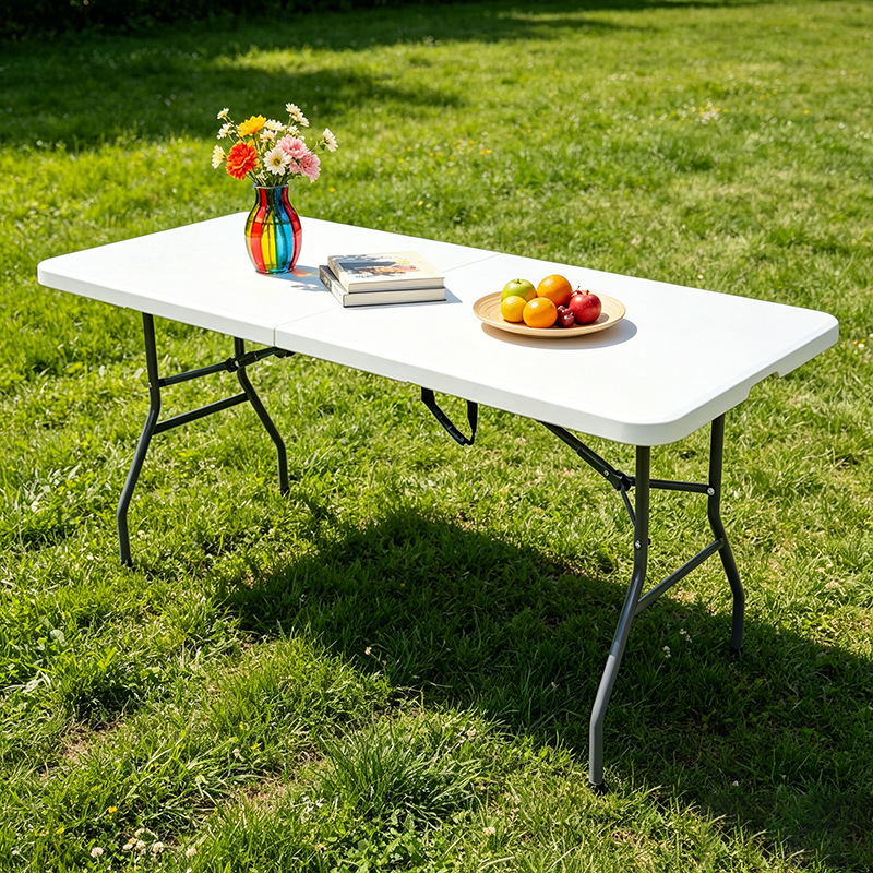 Mesa plegable soplada de plástico HDPE mesa larga portátil Mesa hueca simple mesa plegable al aire libre Mesa de conferencias image 4