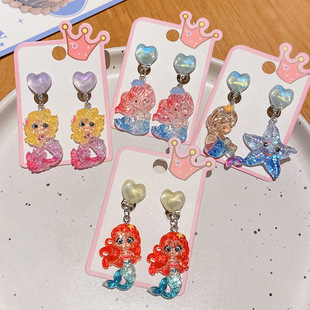 Cute Biscuit Kidsren's Ear Clips for Girls Without Pierced Ears, Anti-Pain Earrings, High-End Earrings, Girls' Beautiful Earrings, Jewelry