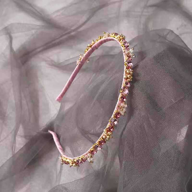 Simple Style Solid Color Iron Inlay Rhinestones Hair Band