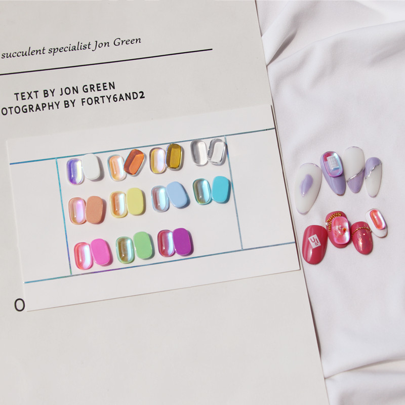 Nail Ornaments Pillow-shaped Drill Flat-bottomed Special-shaped Baguette Bread Drill Aurora Colored Macaron Glazed Crystal Glass Drill