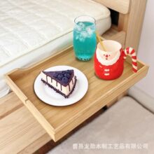 竹制床边架家用双层床架大学宿舍床边夹式托盘酒店托盘床边置物架