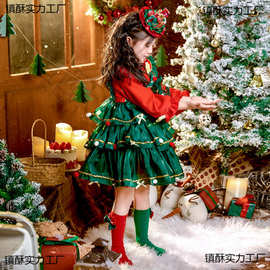 女童圣诞节连衣裙2024冬季新款儿童洋气圣诞节洛丽塔蓬蓬裙潮