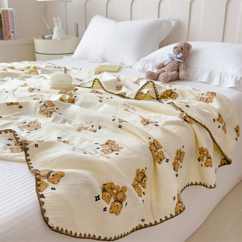 Classe A algodón de doble capa de hilo, manta de verano, manta de aire acondicionado de algodón delgada, manta de sofá dormitorio para cama image 21