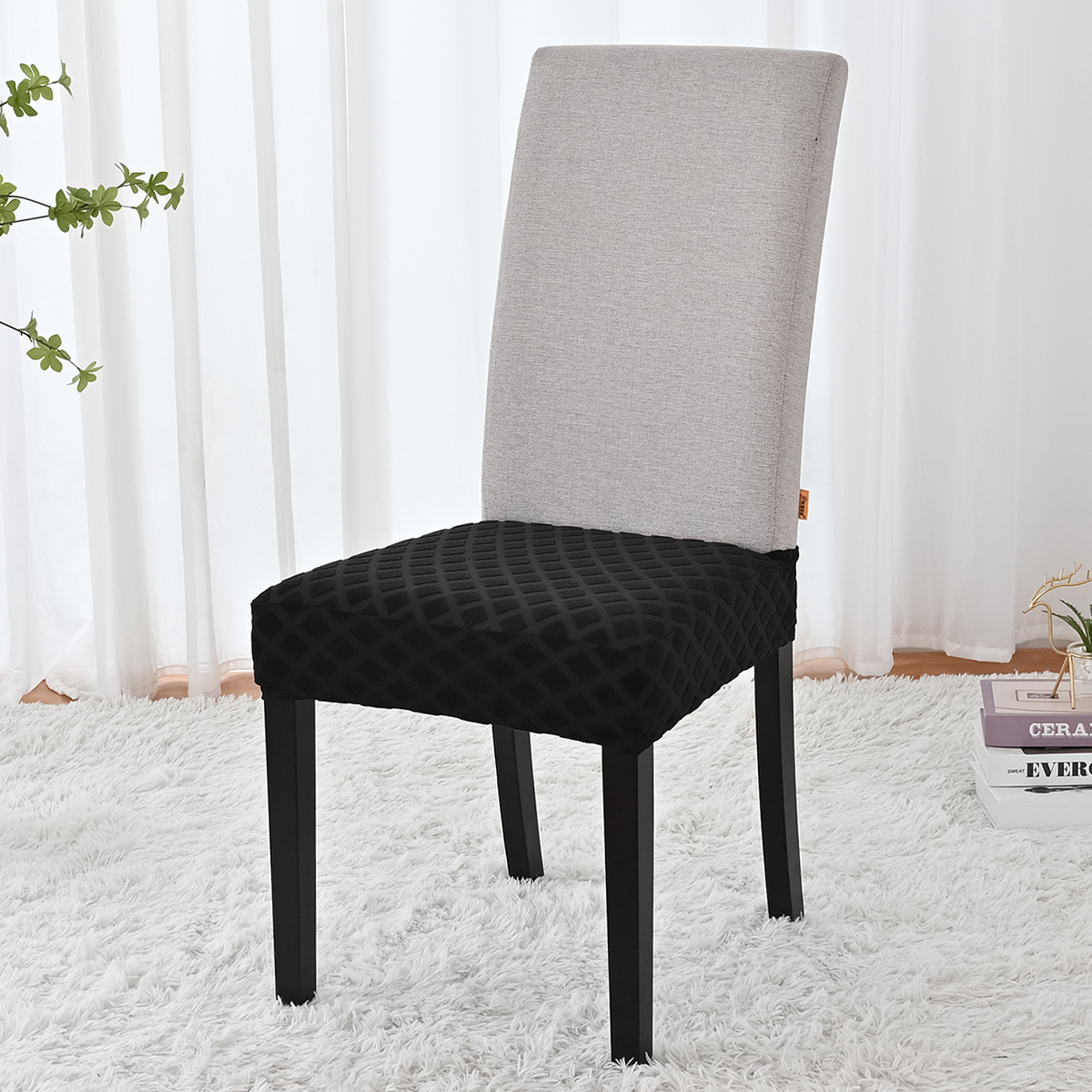 Transfronterizos sólidos elásticos jacquard diamante doble taburete elástico cubierta de silla de hotel polvo taburete cubierta de silla de comedor stock