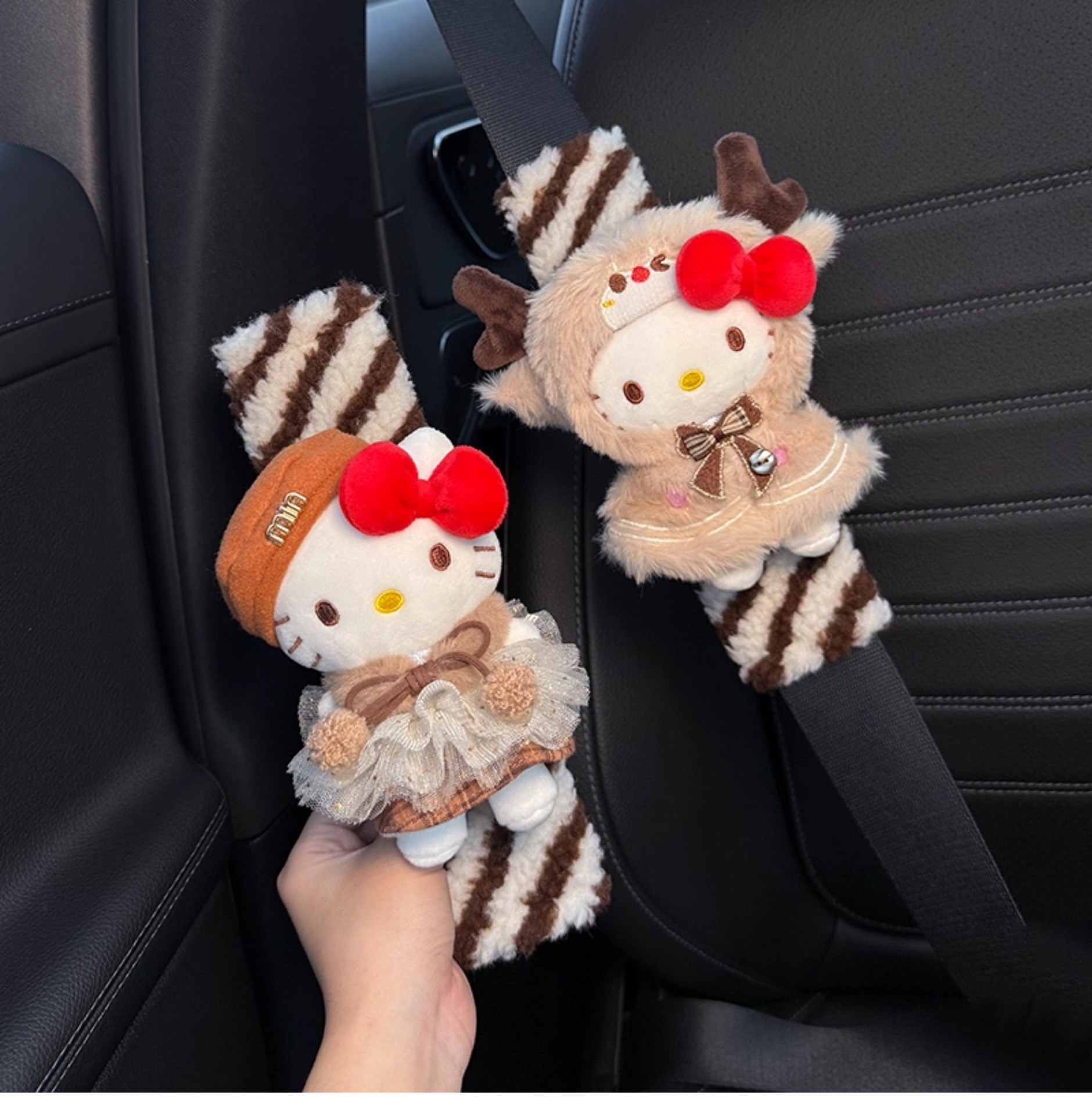 Hellokitty Car Seat Belt Shoulder Pads Car Interior Seat Belt Decoration Anti-Wear Clothing Couple Set for Women
