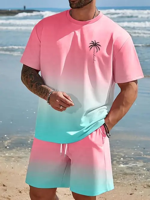 2025 nuevo producto Amazon nuevo estilo europeo y americano casual transfronterizo manga corta cuello redondo camiseta pantalones cortos traje ME5 MA04