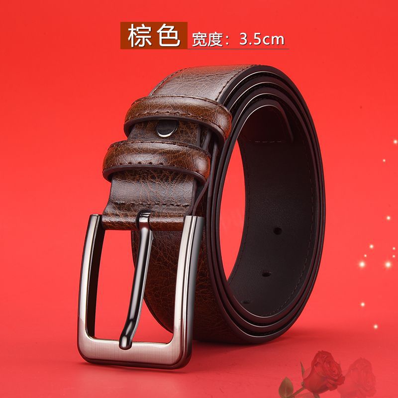 Cinturón de cuero de los hombres hebilla cinturón de piel de vaca de negocios casual de mediana edad y ancianos cinturón de jeans de estilo coreano joven