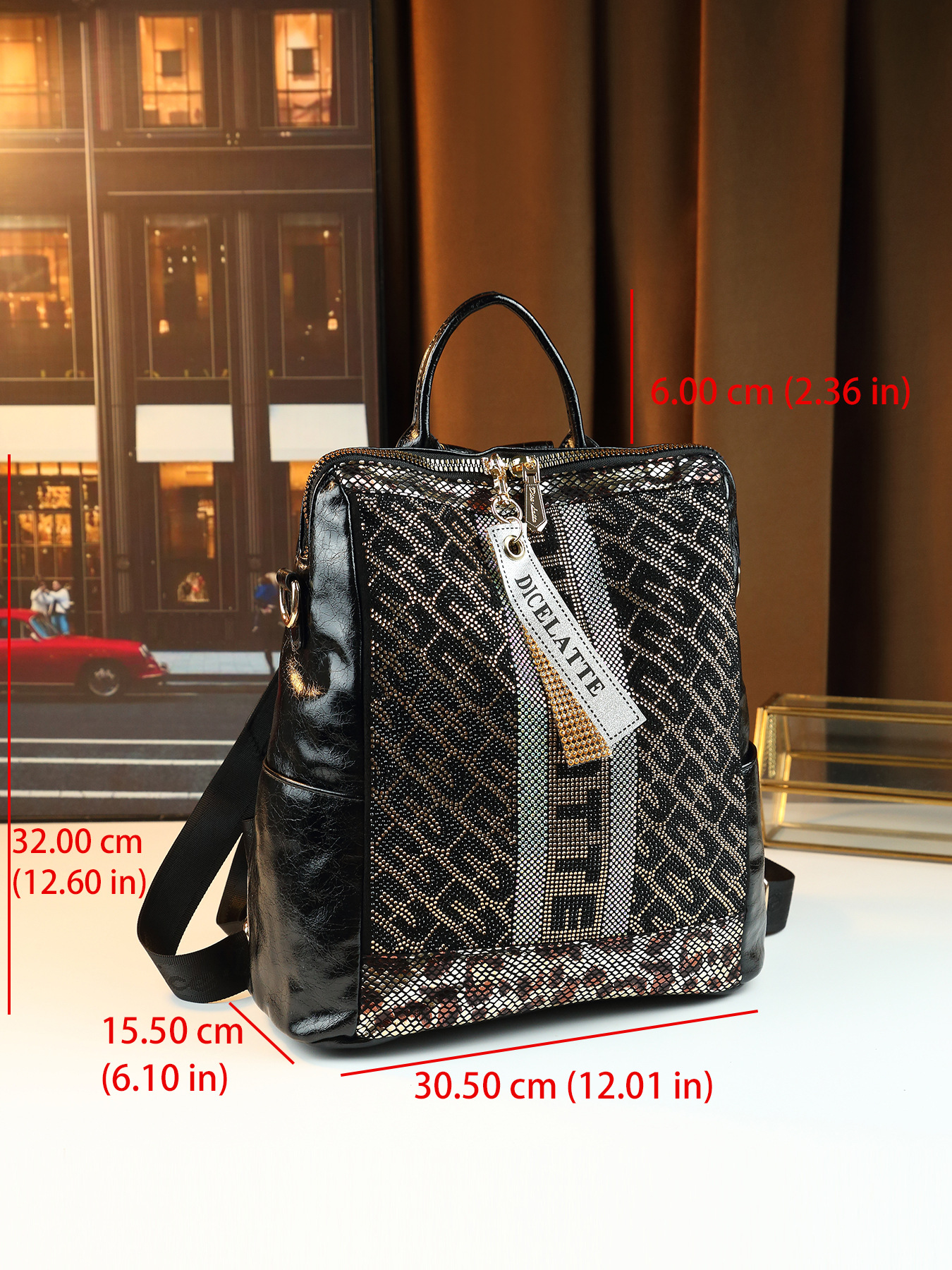 Women's Sequined Casual Backpack Soft Leather Anti-theft Daypack_voghion.com