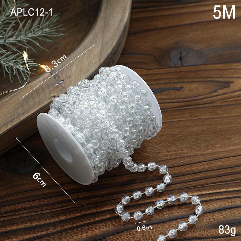 Cadena de cuentas de plástico transparente para decoración navideña, adornos para árbol de Navidad, colgante decorativo, arreglo de escena