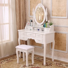 欧式卧室简约现代实木经济型公主化妆台桌子白色小户型迷你梳妆台