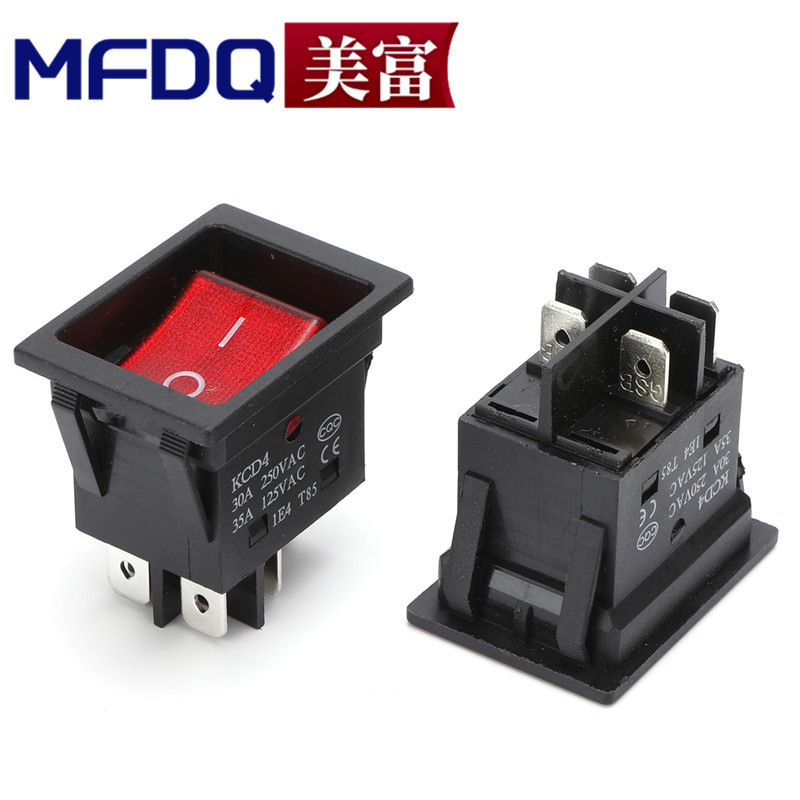 凹陷船型开关KCD4内嵌入式大电流30A带灯按钮电暖炉电源翘板开关