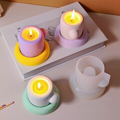 Diyマグカップアロマキャンドルカップ工芸品置物アイデア燭台セメント石膏鏡面シリコン金型