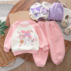 Yikids女童春秋裝女寶寶卡通可愛小兔子衛衣長袖長褲兩件套裝