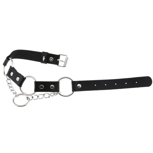 New Fashionable Personalized PU Leather Round Ring Pendant Necklace Punk Chain O-Ring Neckband Choker Clavicle Chain 