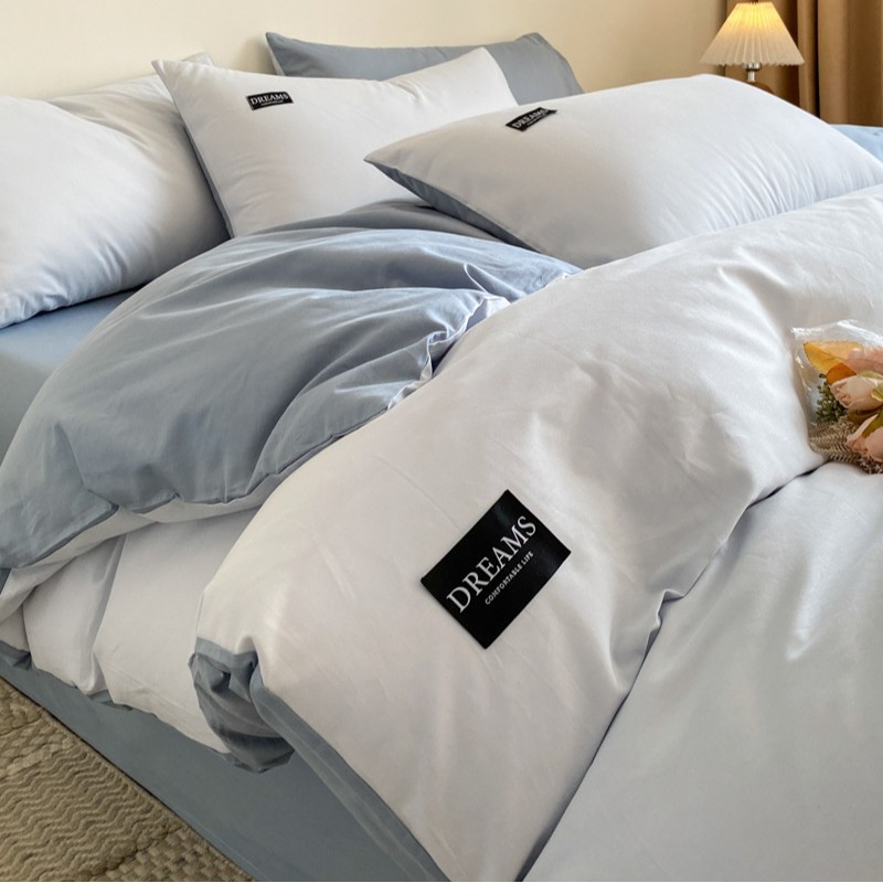 Luz de lujo alto algodón de lana larga cuatro piezas de sábanas de algodón cubierta de colcha de algodón dormitorio individual tres piezas de ropa de cama