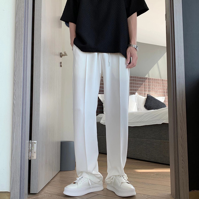 White Drop Sense High Sense Fried Street Pants Men's ins Butch Handsome vintage European and American Niche Design Sense Pants Fried Street