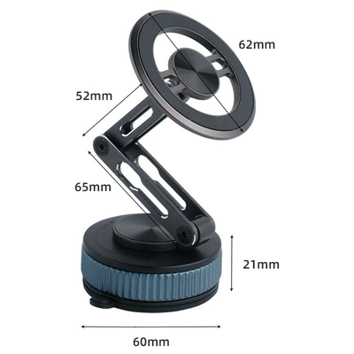Car phone holder Phone Holder with Magnetic Attachment - a305-black-alloy-mechanical-arm-three-stage-extension-full-alloy-construction-nano-epoxy-coating-vacuum-suction-360-degree-rotation-n56-super-strong-magnetic-attraction