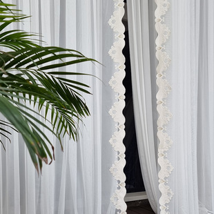French-Style Light Luxury Three-Dimensional Lace Sheer Curtain for Living Room, Bedroom, High-End Villa Window Screen, American-Style Light-Transmitting High-End Curtain