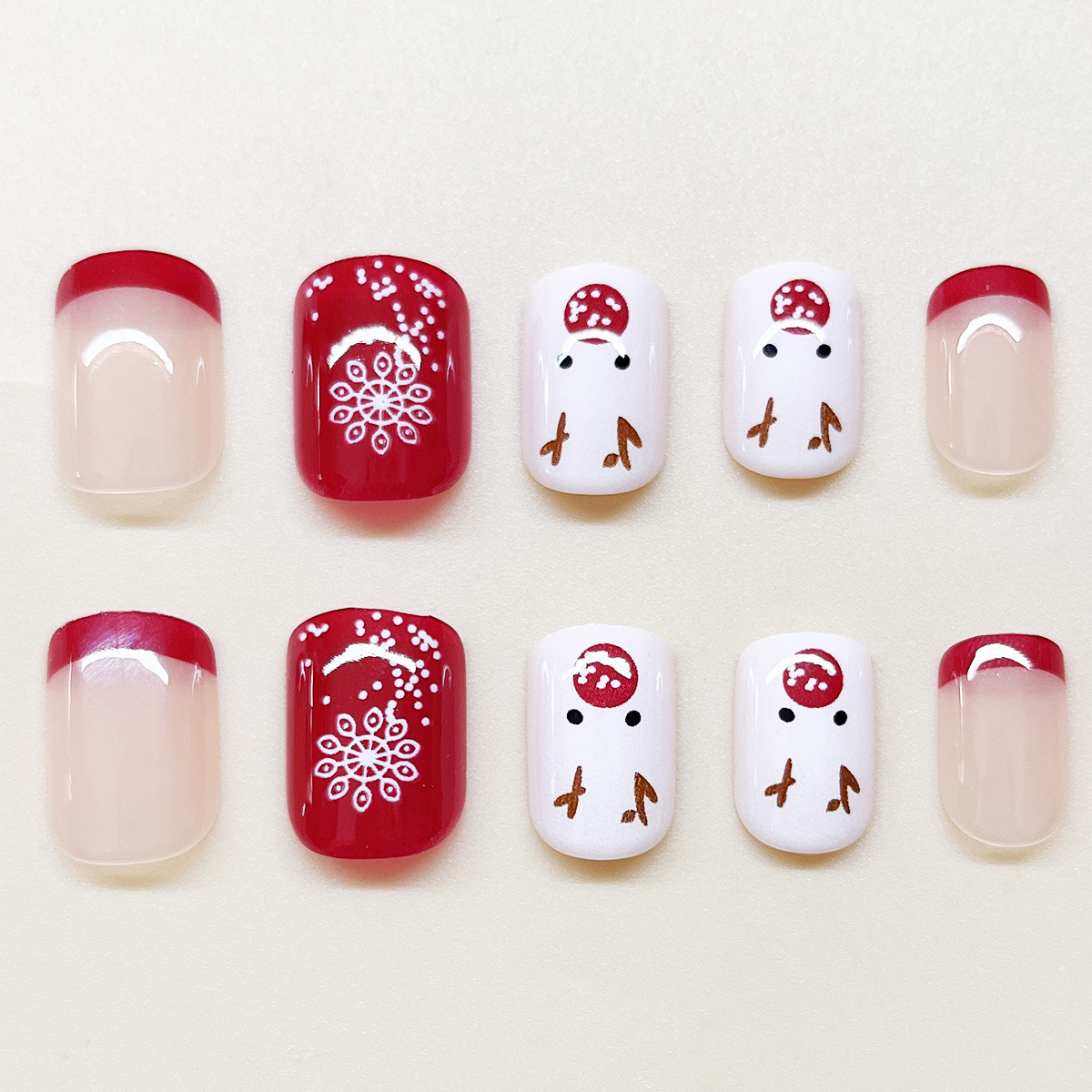 Simple copo de nieve ciervo Navidad desgaste uñas lindo alce uñas pieza desmontable desgaste uñas producto terminado al por mayor